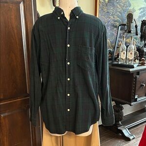 Chaps Sz L Tartan Plaid Men's Green Button Down Shirt GUC